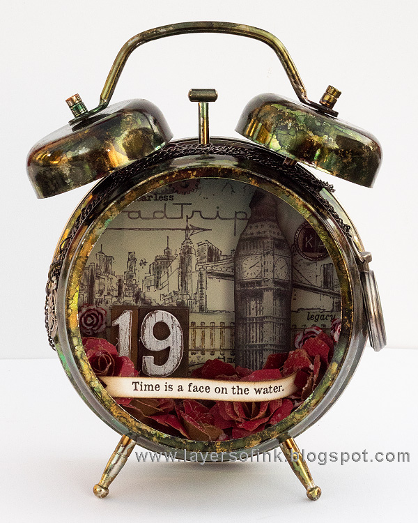 Layers of ink - Dark Tower Assemblage Clock by Anna-Karin Evaldsson