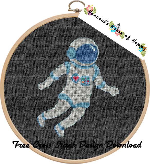 Space Week! Free Cross Stitch Design of an Astronaut in Space to Download