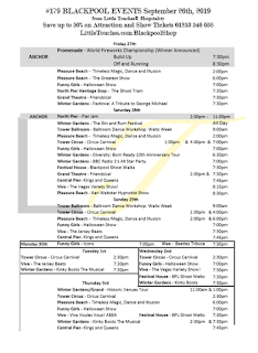 B2B Blackpool Hotelier Free Resource - Blackpool Shows and Events September 27 to October 3 - PDF What's On Guide Listings Print-off #179 Thursday September 26