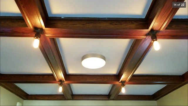 decorative wooden beams on ceiling of Sears Belmont • circa 1916 • 501 W. Spencer Avenue, Marion, Indiana