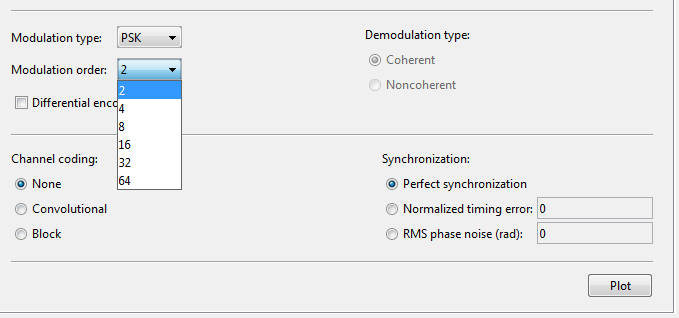 Selection of Modulation Order, in BERTOOL 