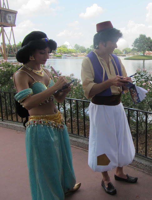 Princess Jasmine and Aladdin Signing Autographs in Morocco Epcot Walt Disney World