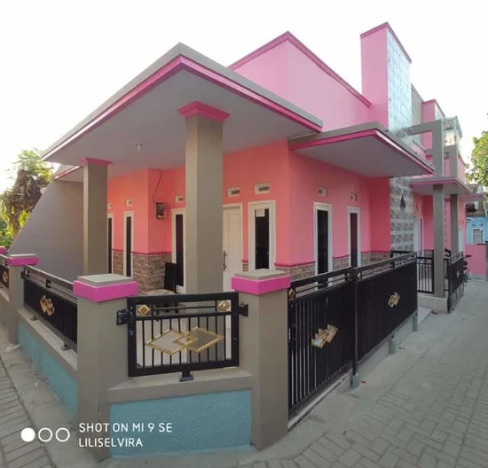 rumah minimalis dengan warna cat pink