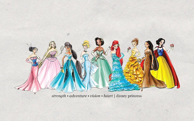 Princesas Disney como modernas modelos de alta costura.