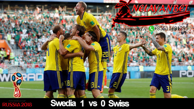 Swedia lebih unggul 1 nol dari swiss ,pemain yang ketat