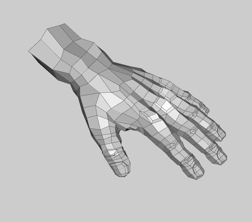 Hand topology modelling texturing rendering animation 