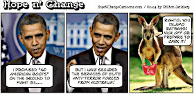 obama, obama jokes, political, humor, cartoon, hope n' change, hope and change, stilton jarlsberg, australia, terror, kangaroo, ISIS, ISIL