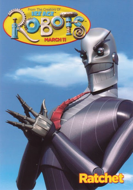 Imagen en 3D del cartel del malvado protagonista Ratcher de la película Robots