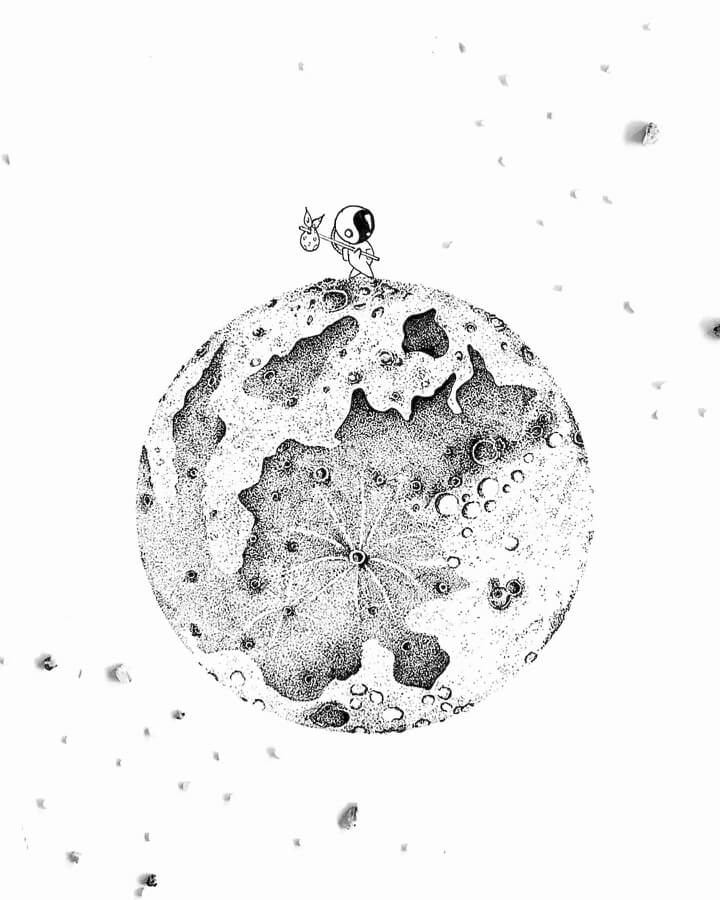 08-A-trip-around-the-moon-Ink-Drawings-ST-www-designstack-co