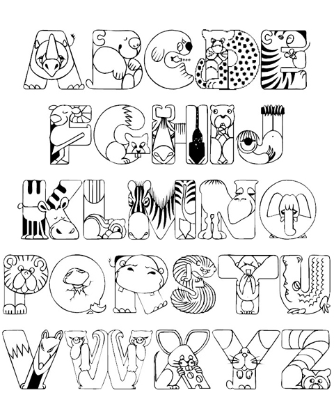 Crazy Zoo Alphabet Coloring Pages