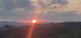 Huge sun at sunset