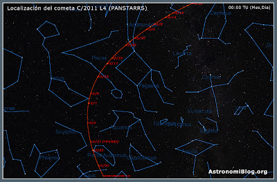 Carta de localización del C/2011 L4 (PANSTARRS)