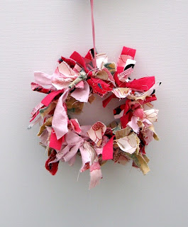 Finished pink rag wreath pink