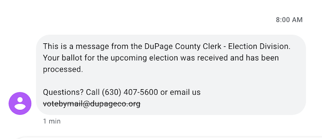 Vote by mail text message notification