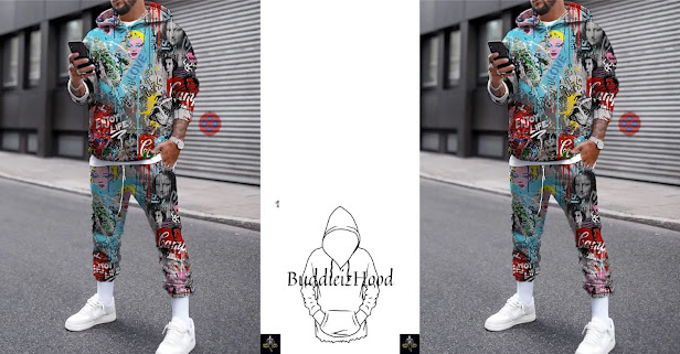 Men's 3D Hoodies Set Graphic Graffiti Print Hooded Casual Daily 3D Print Casual Streetwear Hoodies Sweatshirts Long Sleeve Blue Khaki Royal Blue