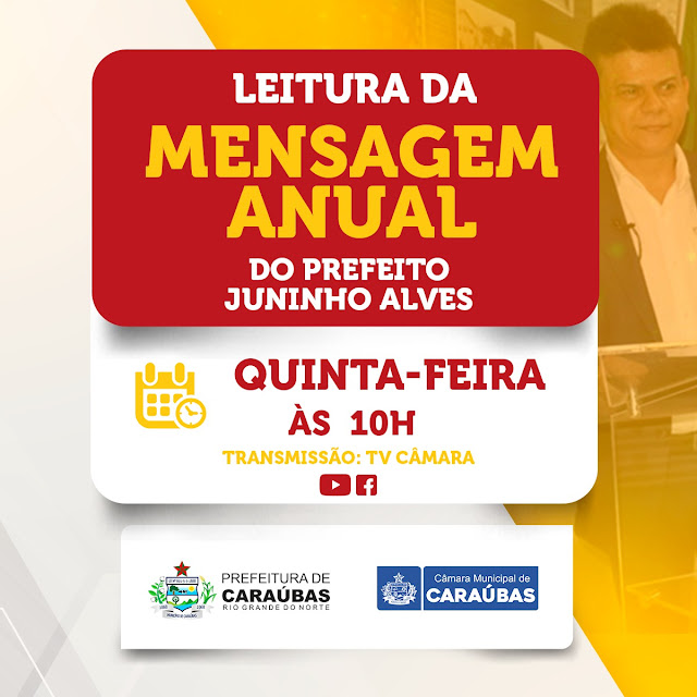 Prefeito Juninho Alves vai ao Legislativo ler mensagem anual nesta quinta-feira