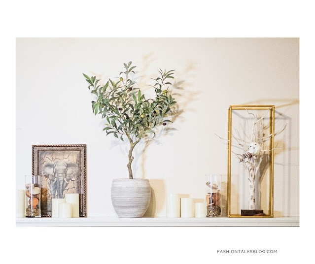 olive tree on white mantel