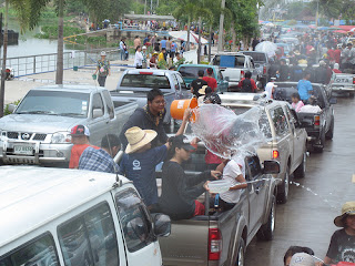 Traffic at water festival in Thailand