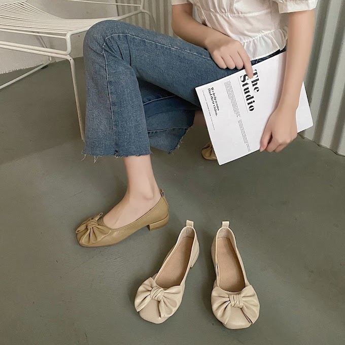 Korean style 2021 summer new style Baotou one pedal gentle bow single shoe lady low-cut temperament college thick heel