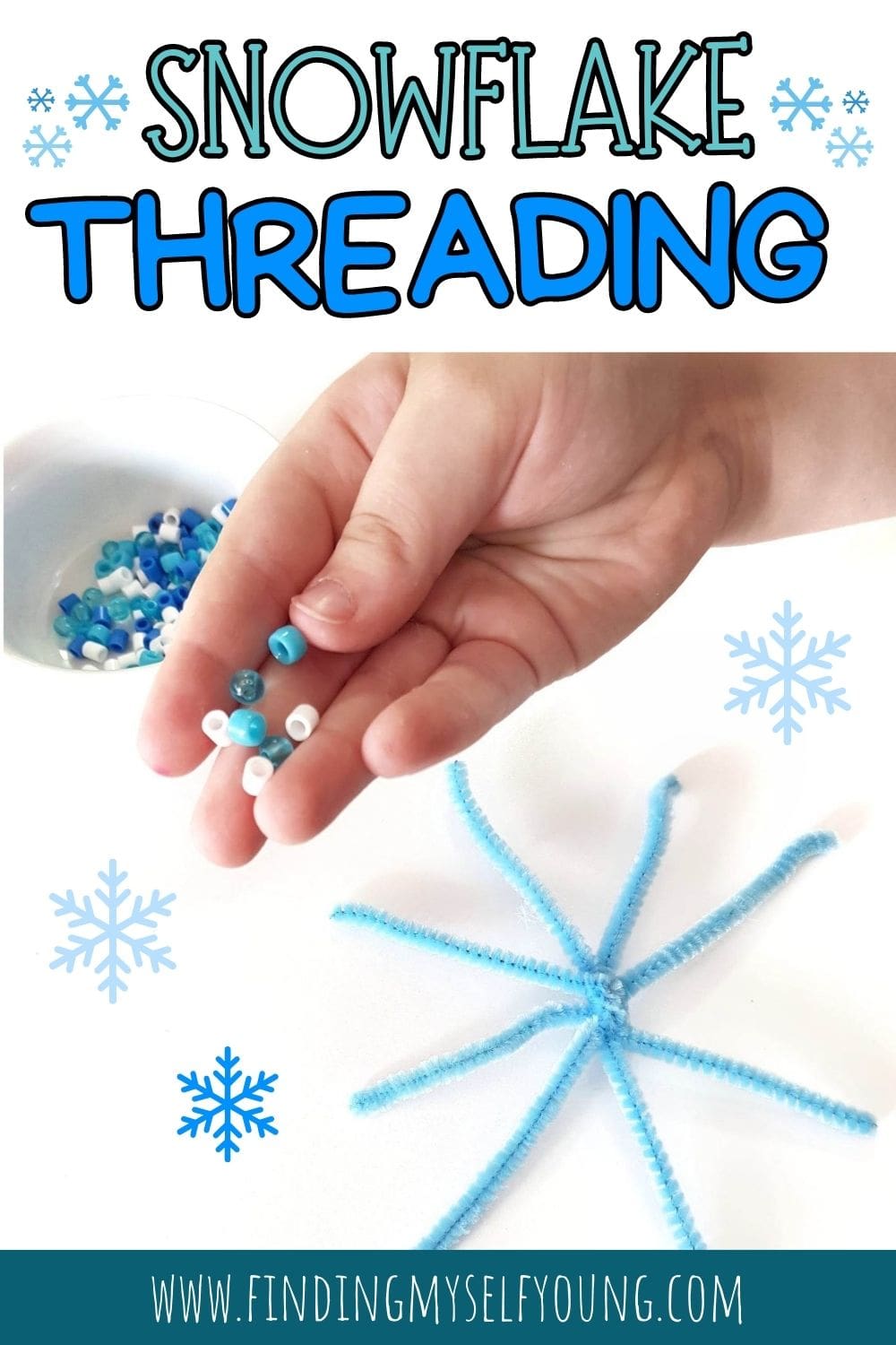 snowflake threading winter fine motor activity for kids