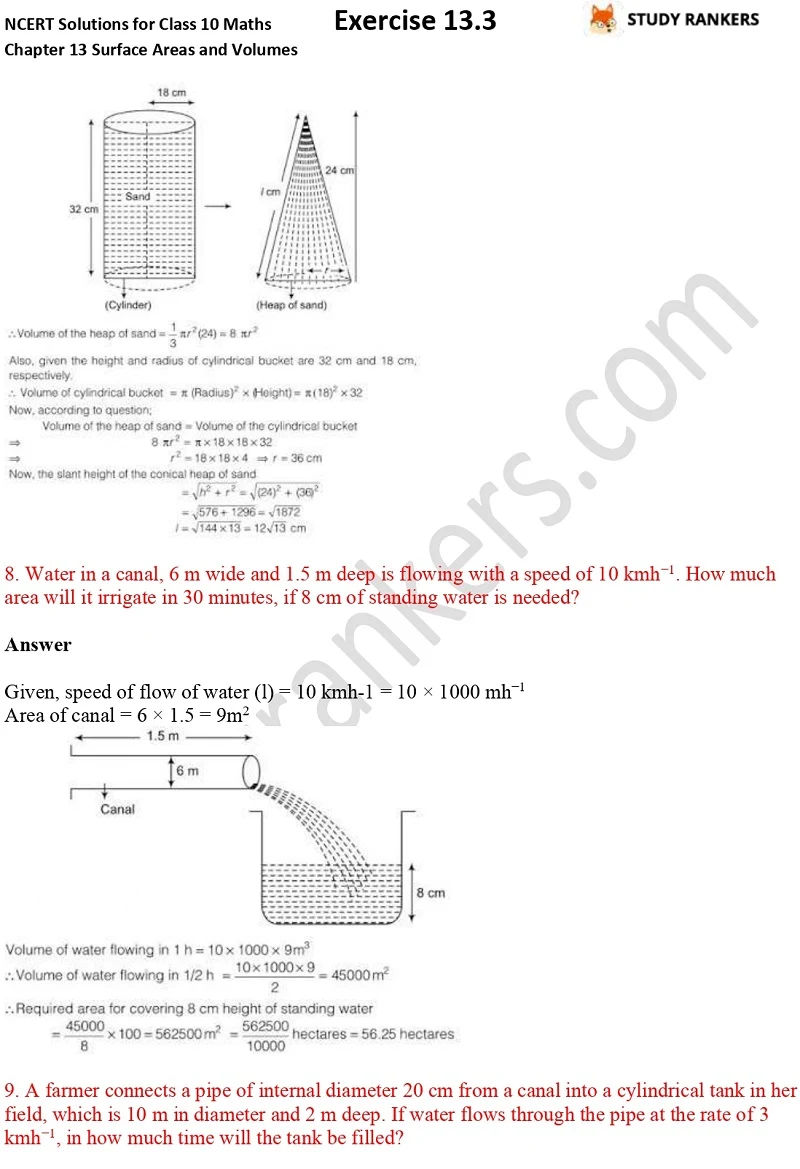 NCERT Solutions for Class 10 Maths Chapter 13 Surface Areas and Volumes Exercise 13.3 Part 6