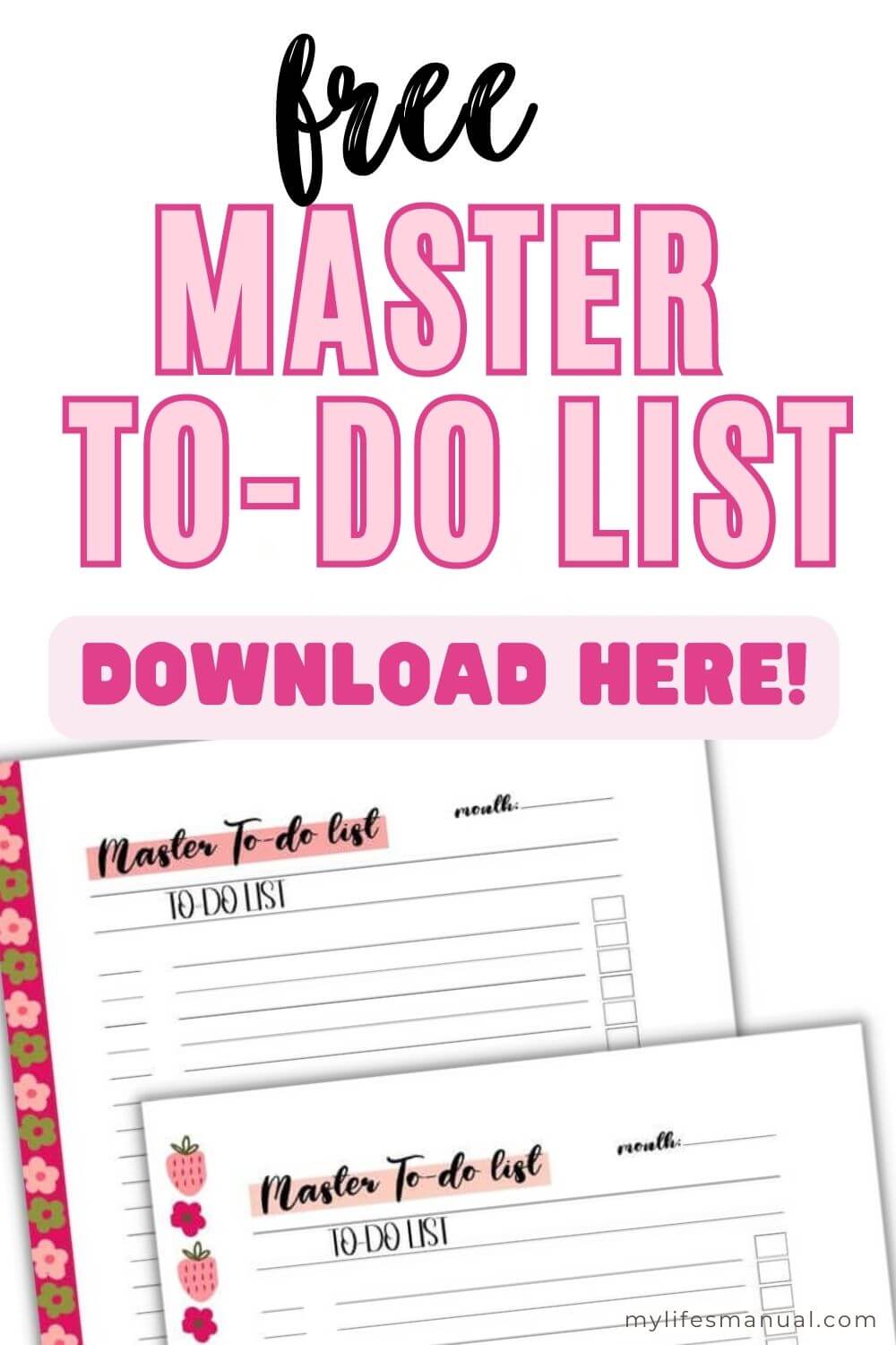 Free Master To-do List Printable planner for your ides, goals, and important things that you don't want to forget. Click to download the free printable master to do list.