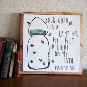 Averie Lane Boutique - psalm 119 - mason jsr and fireflies - reclaimed wood, vintage books