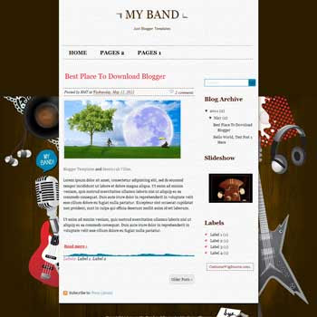 My Band Blogger Template. blogger template from css template. template music for blog