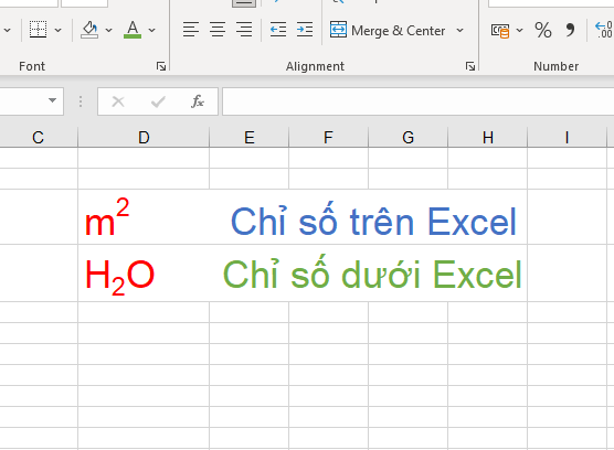 Cách nhập chỉ số trên, chỉ số dưới trong Excel công thức toán hóa