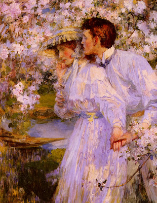 Spring Bloom in Painting. James Jebusa Shannon. In the Springtime