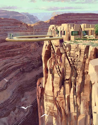  Glass Bottom Sky walk, Grand Canyon, Arizona  The Grand Canyon Skywalk is a transparent horseshoe-shaped cantilever bridge and tourist attraction in Arizona near the Colorado River on the edge of a side canyon in the Grand Canyon West area of the main canyon.