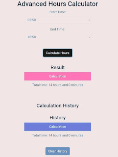 Hours Calculator App