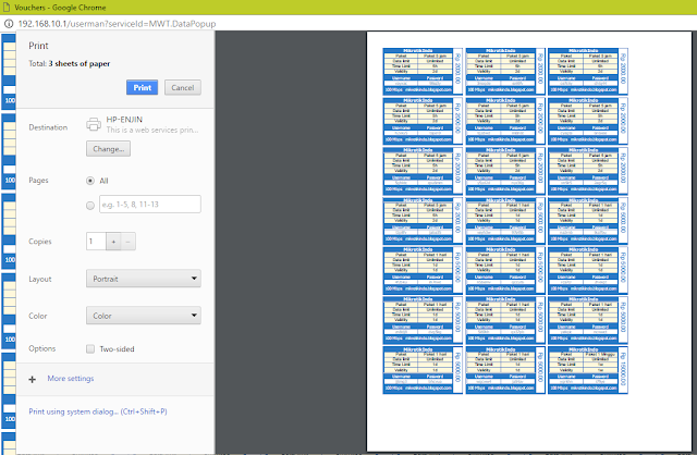 Print otomatis Voucher Hotspot Mikrotik