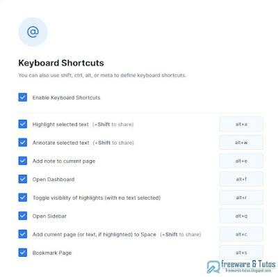 Memex keybaord shortcuts
