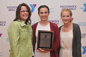 “YotY Sam Bellavance, mother, sister”:  Pictured with the Franklin Y’s Youth of the Year Samantha Bellavance (center) are Sam’s mother, Anne Marie Bellavance (left), and sister, Emily Bellavance