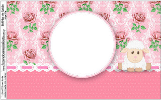 Ovejita en Shabby Chic de Rosas Rosadas: Etiquetas para Candy Bar para Imprimir Gratis.