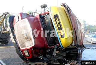  Two lorries topple at Pepiliyana roundabout