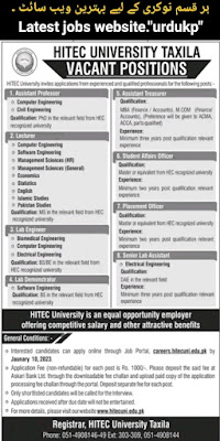 Hitec University Taxila Jobs 2023,