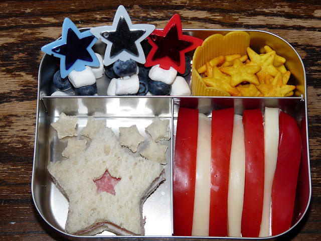 red white blue star bento lunch