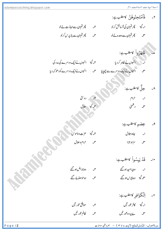 surah-al-mumtahanah-ayat-07-to-13-mcqs-islamiat-10th