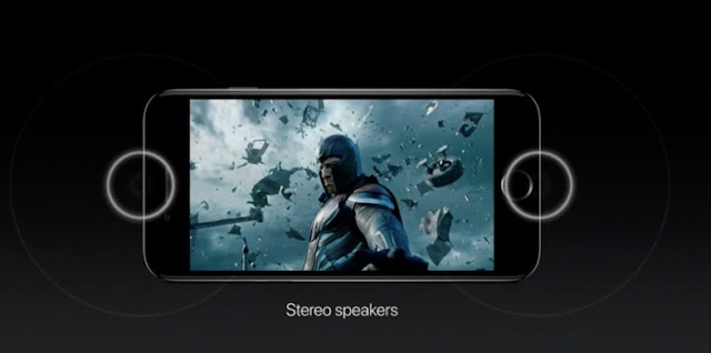  Apple iPhone 7 plus show the location of the stereo speakers