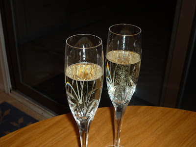 Another New Year's Eve tradition Champagne in our crystal wedding flutes 