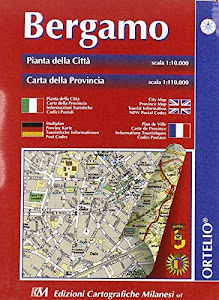 Bergamo città e provincia. Pianta della città 1:10.000. Carta della provincia 1:110.000