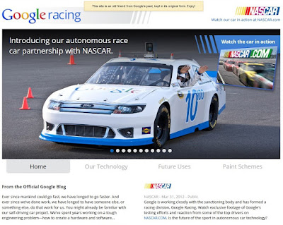 Poisson d'Avril 2012 de Google : Google Racing