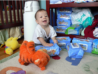 Image: Smiling at a fresh delivery of diaper wipes, by Jessica Merz on Flickr