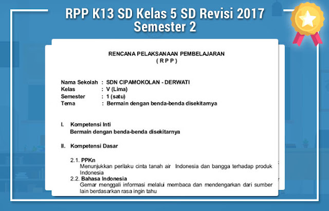 RPP K13 SD Kelas 5 SD Revisi 2017 Semester 2