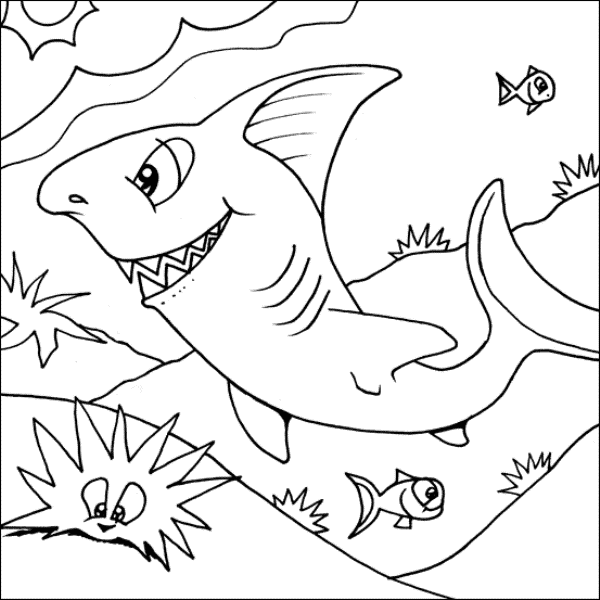 Free Shark Coloring Pages Desktop HD