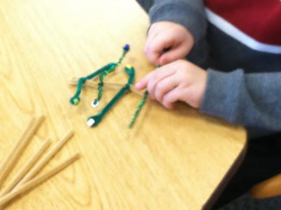 Chenille stems and beads (Brick by Brick)