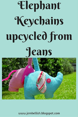 Elephant Keychains upcycled from Jeans