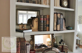 Old Things New- Bookshelf Vignettes-Treasure Hunt Thursday- From My Front Porch To Yours